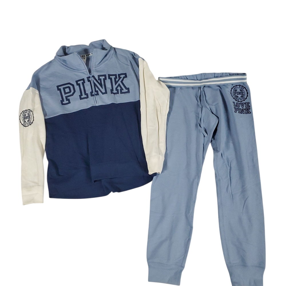 Blue and White PINK jogger set